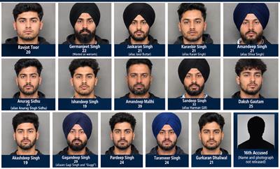 ਕੈਨੇਡਾ ਵਿੱਚ 16 ਪੰਜਾਬੀਆਂ 'ਤੇ 56 ਦੋਸ਼ ਲੱਗੇ ਹਨ, ਜਿਨ੍ਹਾਂ 'ਤੇ ਫਿਰੌਤੀ ਦੀ ਕਾਰਵਾਈ ਕੀਤੀ ਜਾ ਰਹੀ ਹੈ; ਸੰਭਾਵਿਤ ਬਿਸ਼ਨੋਈ ਲਿੰਕਾਂ ਦੀ ਜਾਂਚ ਚੱਲ ਰਹੀ ਹੈ।